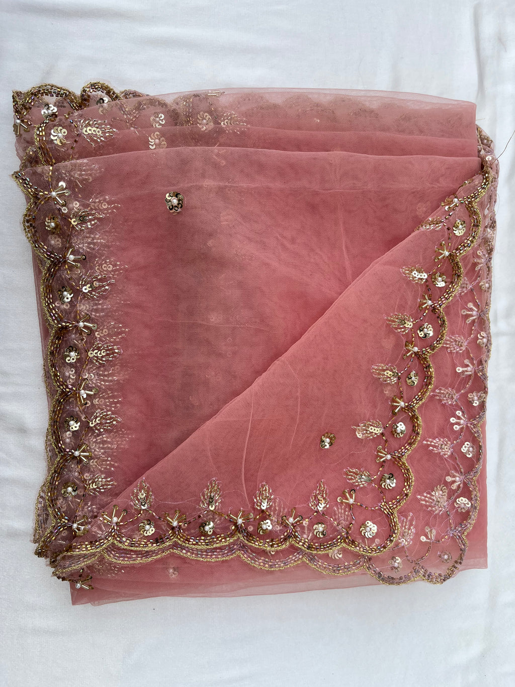 BRIDAL BEAUTIFUL PINK HAND EMBROIDERED DUPATTA