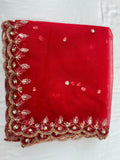 BRIDAL RED HAND EMBROIDERED DUPATTA