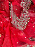 BRIDAL RED MAIRA STONE WORK DUPATTA