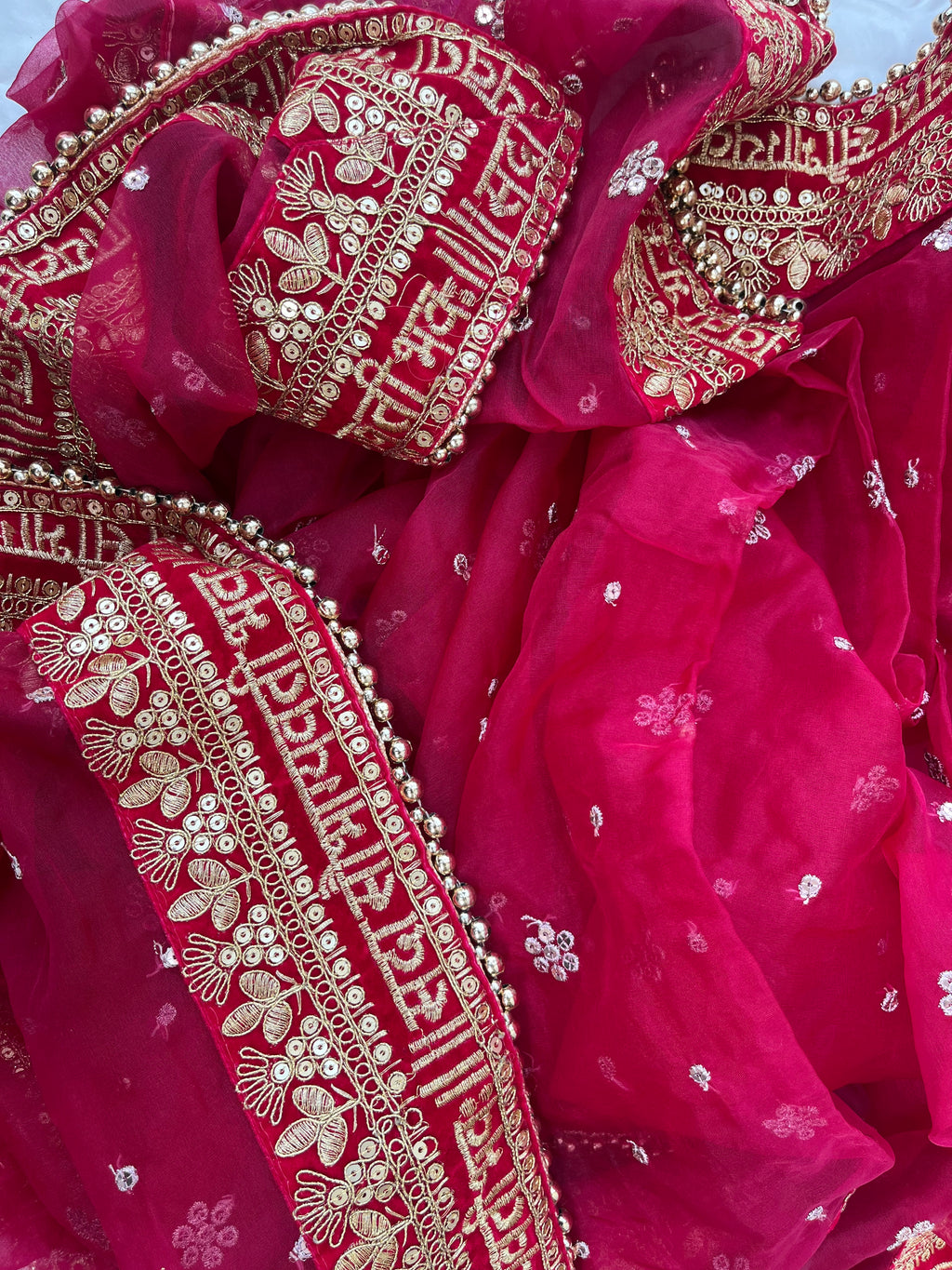 BRIDAL SAUBHAGYAVATI PINK EMBROIDERED FLORAL DUPATTA