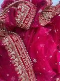 BRIDAL SAUBHAGYAVATI PINK EMBROIDERED FLORAL DUPATTA