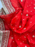 BRIDAL NOOR RED GOLD FLORAL-ORGANZA DUPATTA